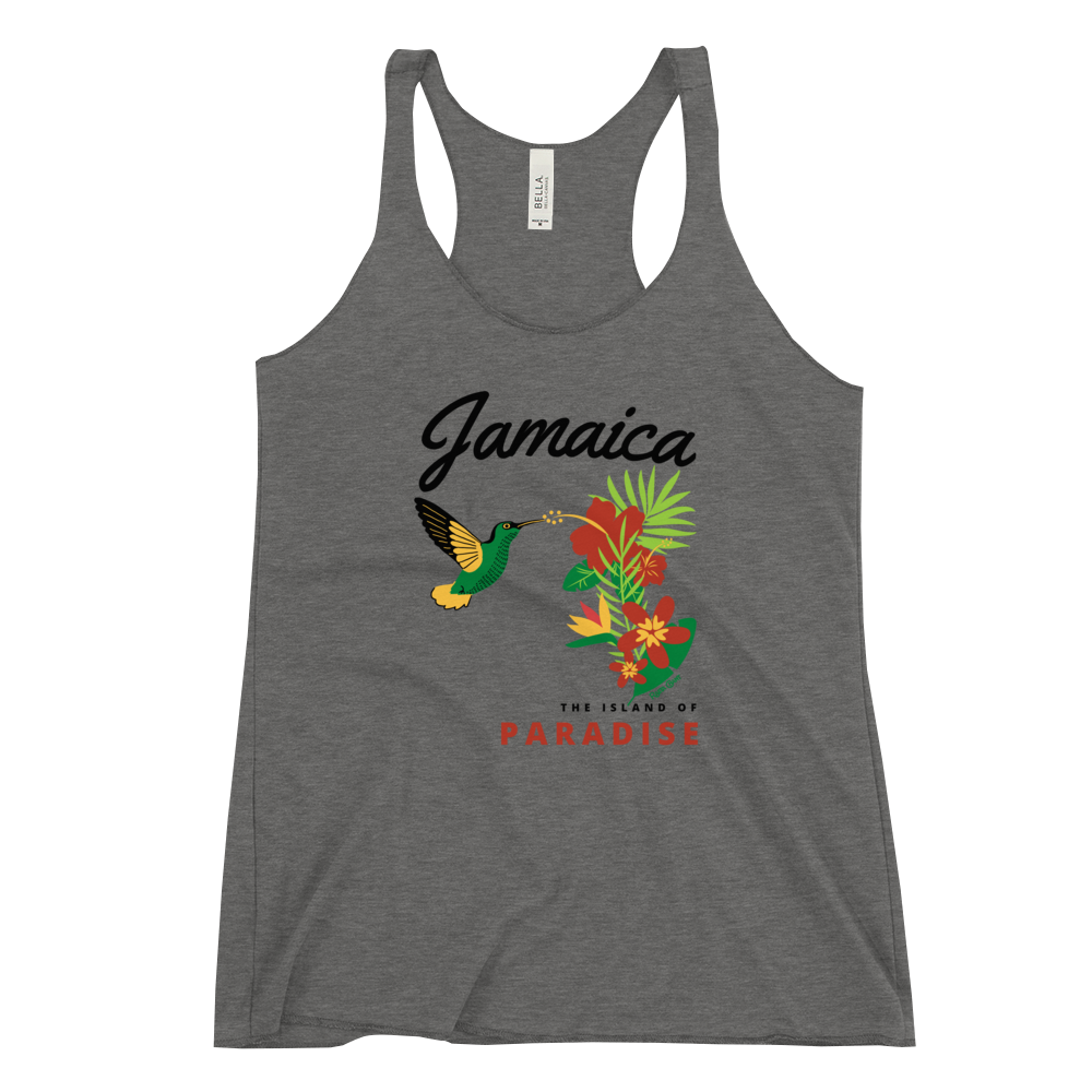 Rasta Chant Jamaica Humming Bird Hummingbird Doctor Bird Floral Paradise Women's Racerback Tank Top - 10Y