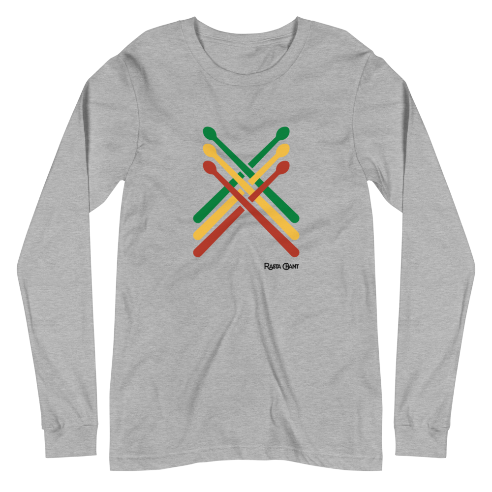 Rasta Chant Three Drumsticks Long Sleeve Unisex T-Shirt - 10Y