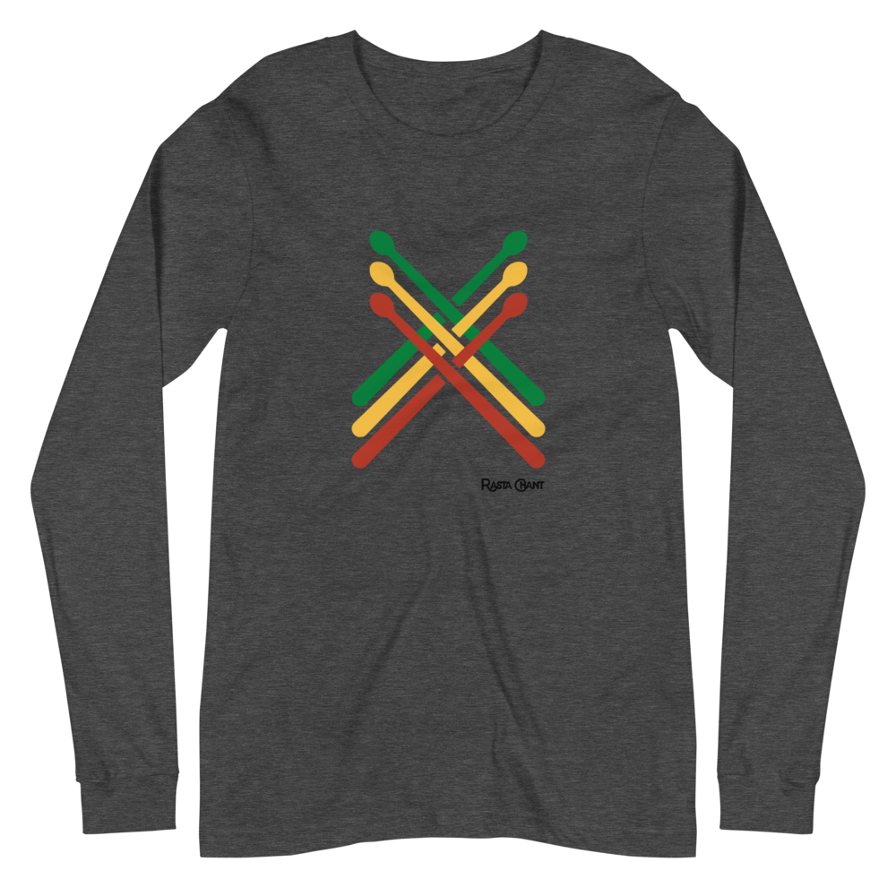 Rasta Chant Three Drumsticks Long Sleeve Unisex T-Shirt - 10Y