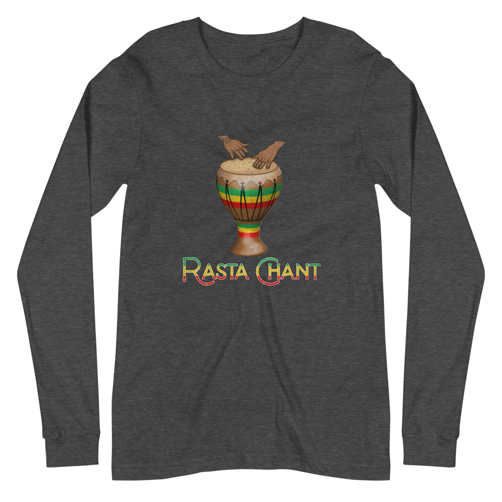 Rasta Chant Djembe Drum Long Sleeve Unisex T-Shirt - Distressed Graphic - NBG
